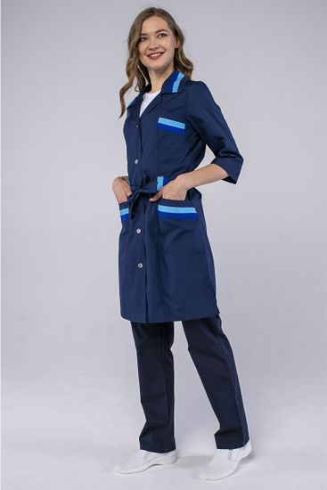 Халат женский "Флора" (т.синий/василек)