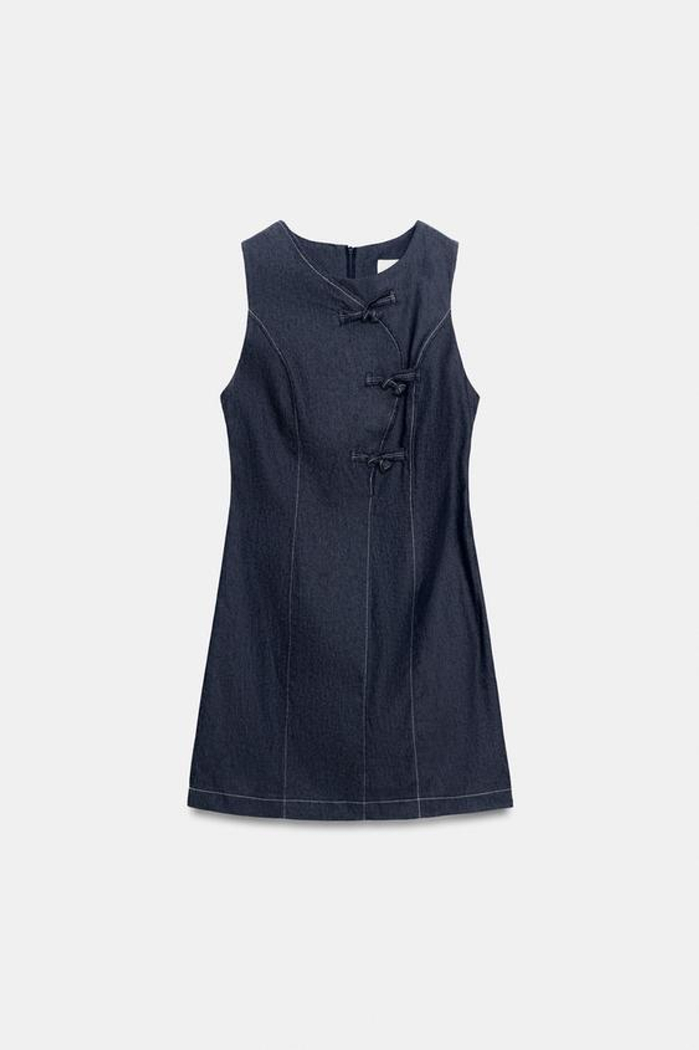 ZARA КОРОТКОЕ ПЛАТЬЕ С НАВЕСНЫМИ ПЕТЛЯМИ, ИНДИГО