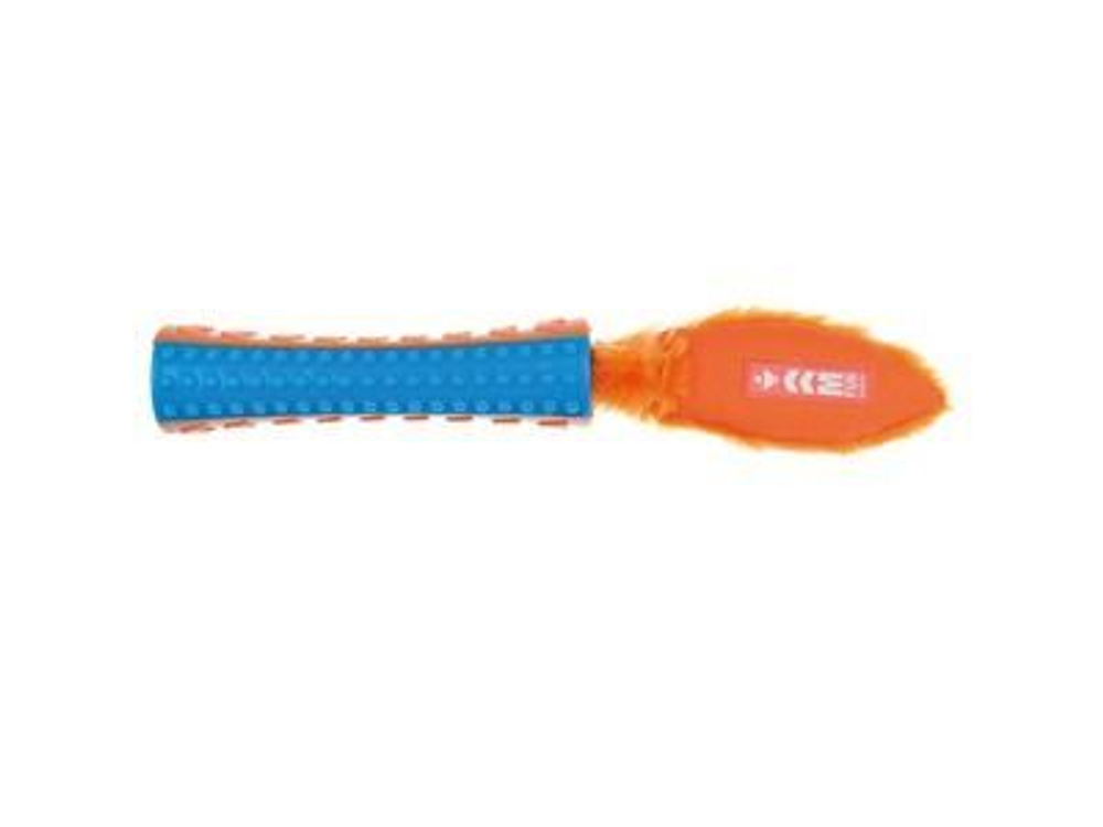 M-PETS Игрушка для собак палка-пищалка с хвостом, цвет голубой с оранжевым