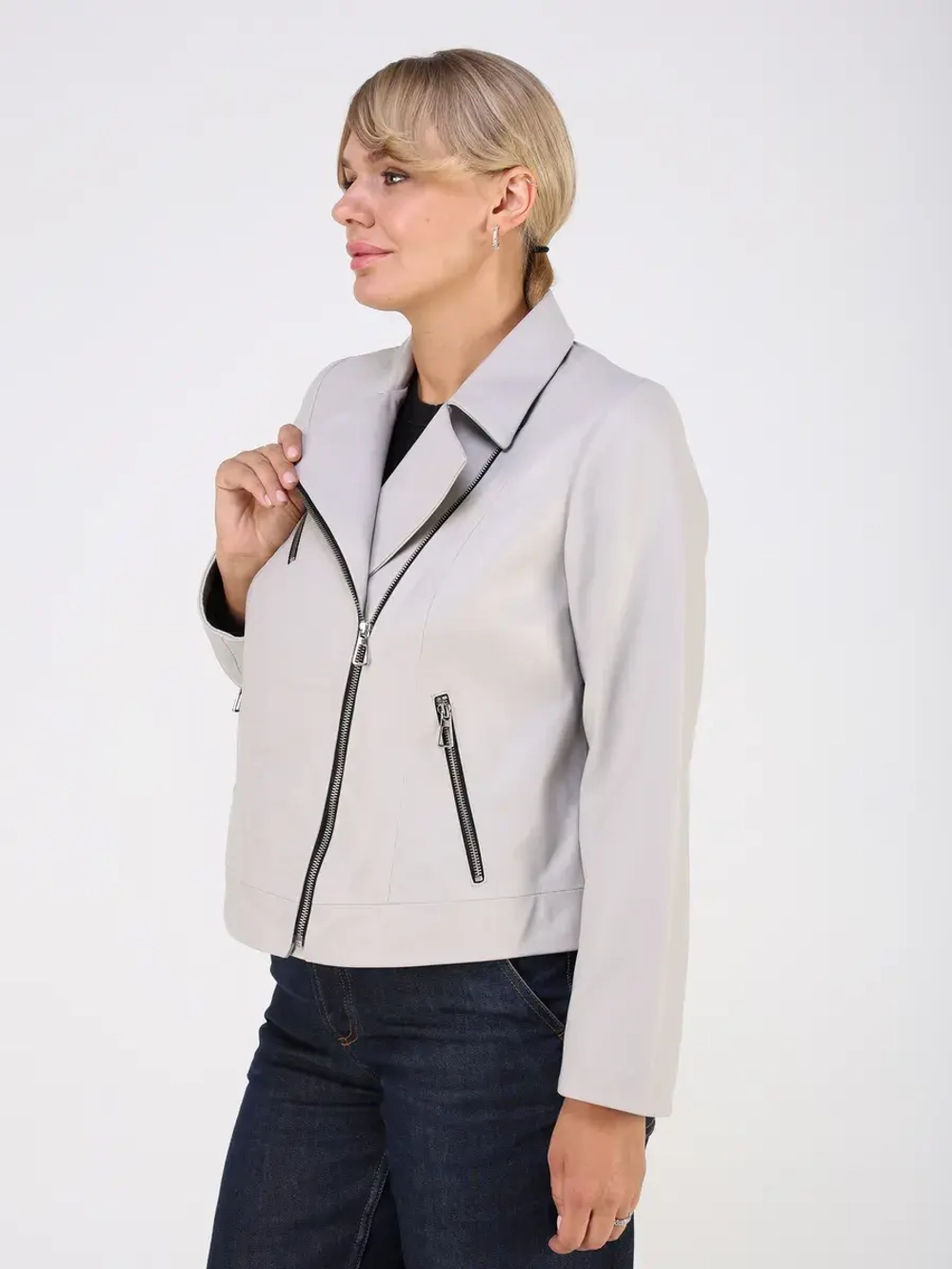 Кожаная куртка демисезонная косуха оверсайз