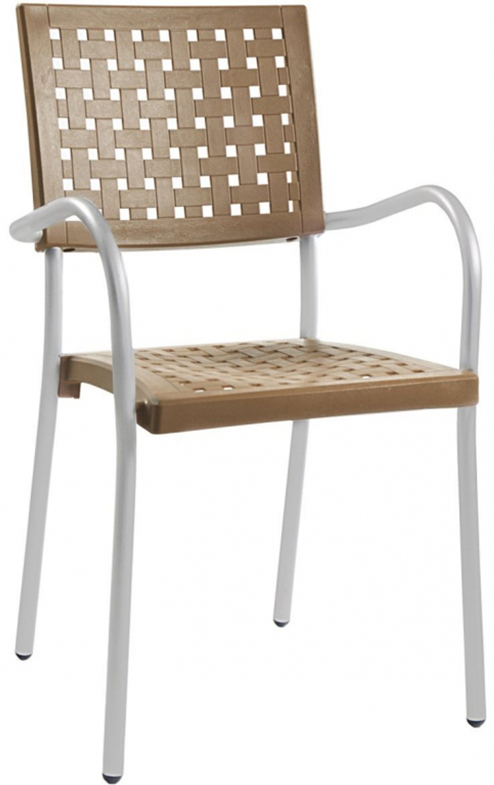 Кресло пластиковое Papatya Karea, сатинированный алюминий, тик