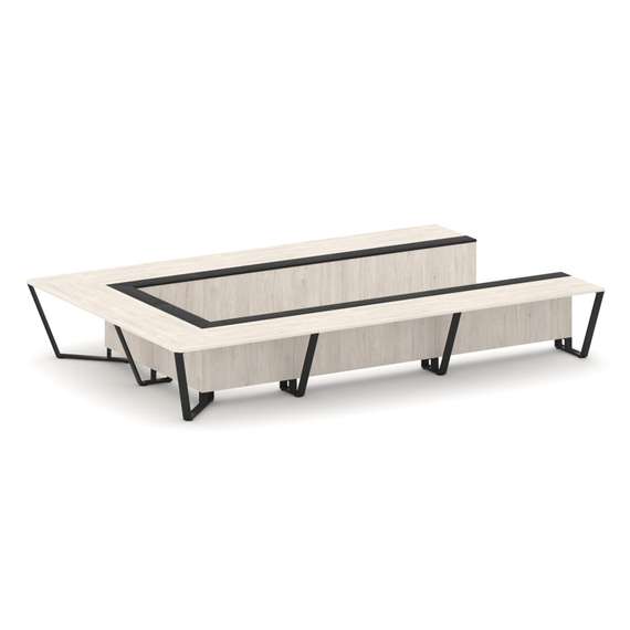 Steel Meet Стол переговорный П-образный KMK-PR.B.SP-15P Денвер Светлый/Графит Глянец/Металл Черный 4