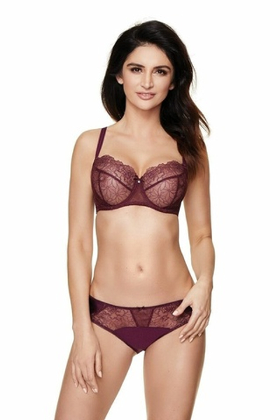 Бюстгальтер Pamela с мягкими сетчатыми чашками с вышивкой (Размер: 65F) (Цвет: сливовый)