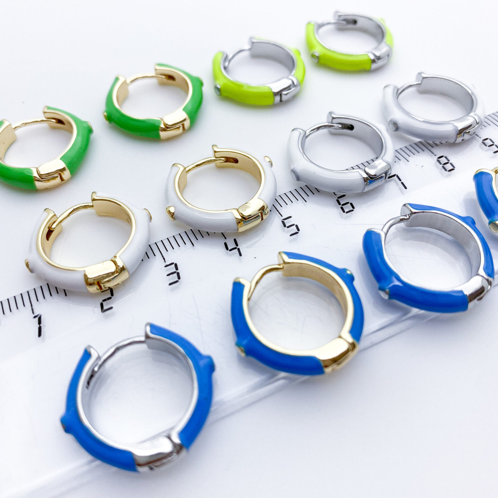 Швензы-кольца, цвет серебро+белый, размер 19 мм, цена за пару