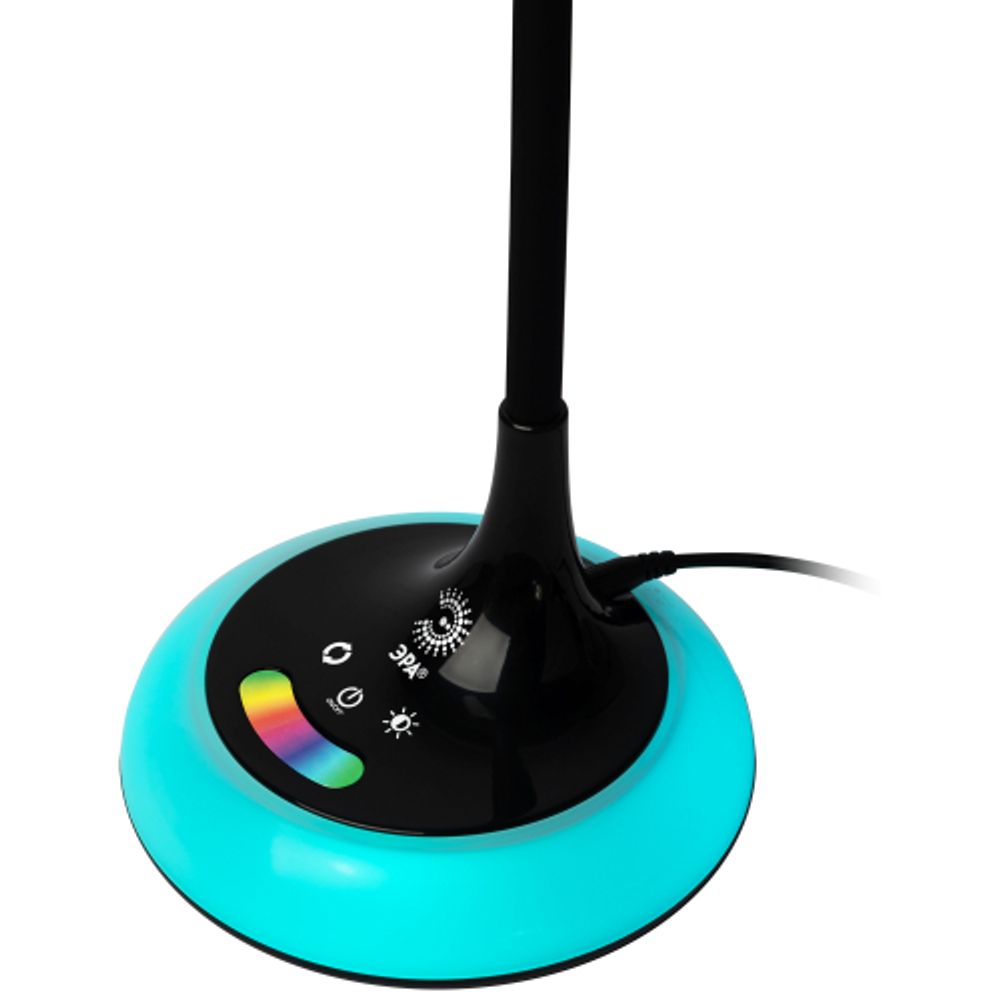 Настольный светильник ЭРА NLED-481-10W-BK светодиодный с RGB ночником черный | Светодиодные настольные лампы
