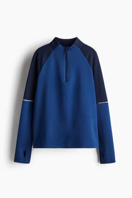 H&M Лонгслив из мягкого джерси с флисовой подкладкой, синий