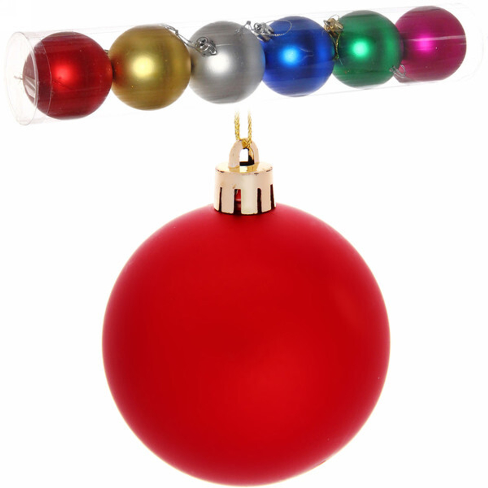 Новогодние шары 6 см (набор 6 шт) «Матовый», микс