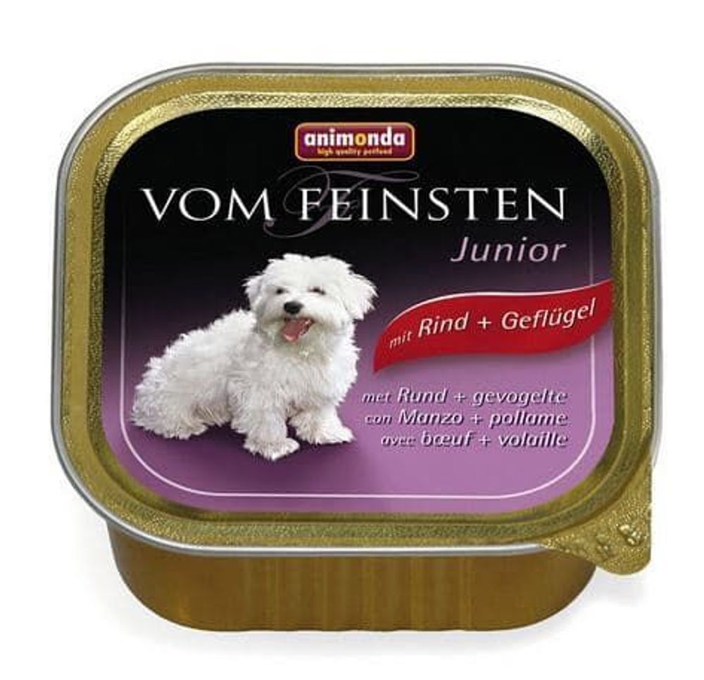Animonda Консервы VOM FEINSTEN JUNIOR с говядиной и мясом домашней птицы  д/щенков и юниоров (150г)