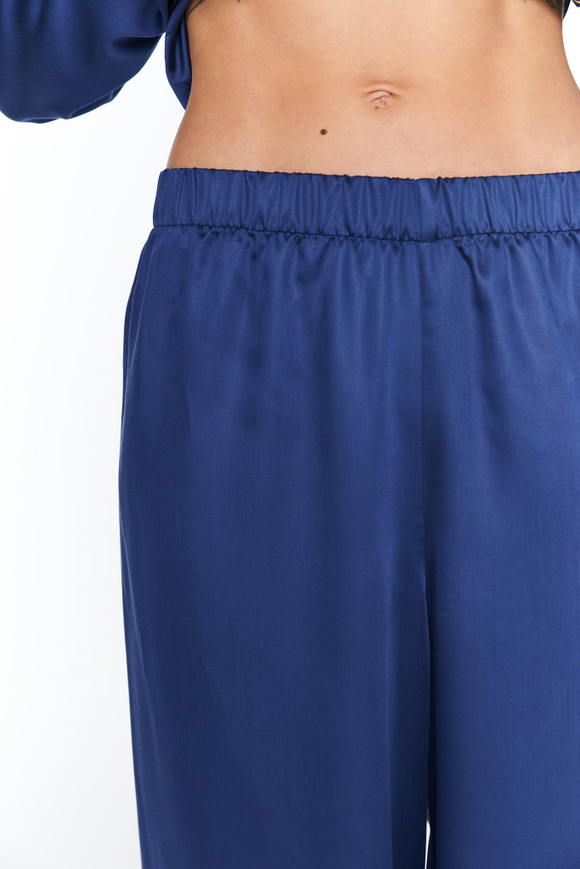 Брюки из тенселя с кантом черничный