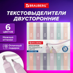 набор текстовыделителей двусторонних 6 ЦВЕТОВ МОРАНДИ BRAUBERG "Morandi" линия 1-5 мм (4 штуки в упаковке)