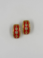 Серьги полукольца с красной эмалью