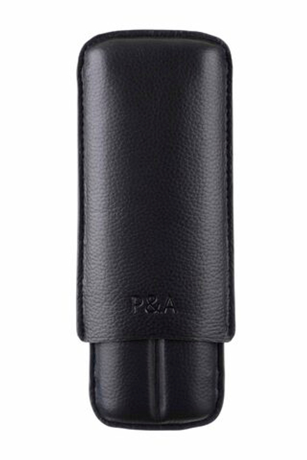 Чехол P&A на 2 сигары Черчилль, натуральная кожа C120-Black