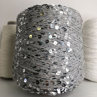 GLAMOUR; 100% хлопок, пайетки 3мм и 6мм; 240м/100гр; цвет: серый, пайетки серебро;