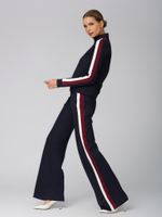 Женский хлопковый спортивный костюм тёмно-синий с контрастными линиями