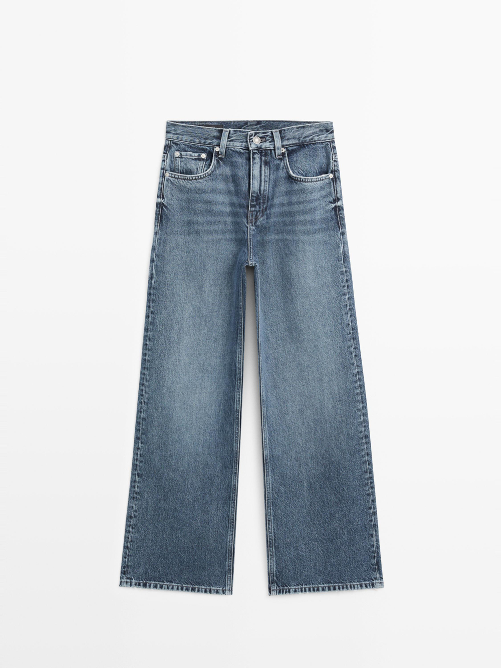Massimo Dutti Джинсы с широкими штанинами, средне-синий