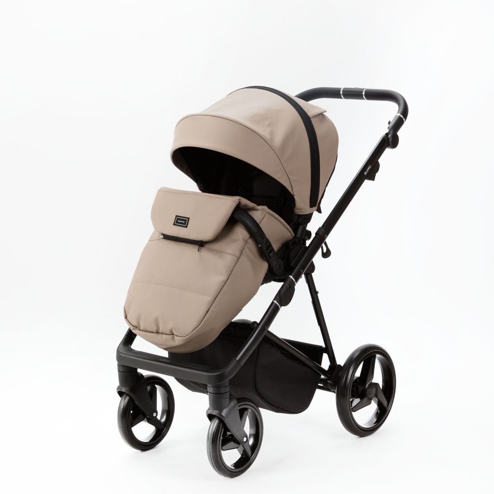 Детская универсальная коляска adamex Blanc 2 в 1 Deluxe BL-SA9 Тёмно-бежевая экокожа