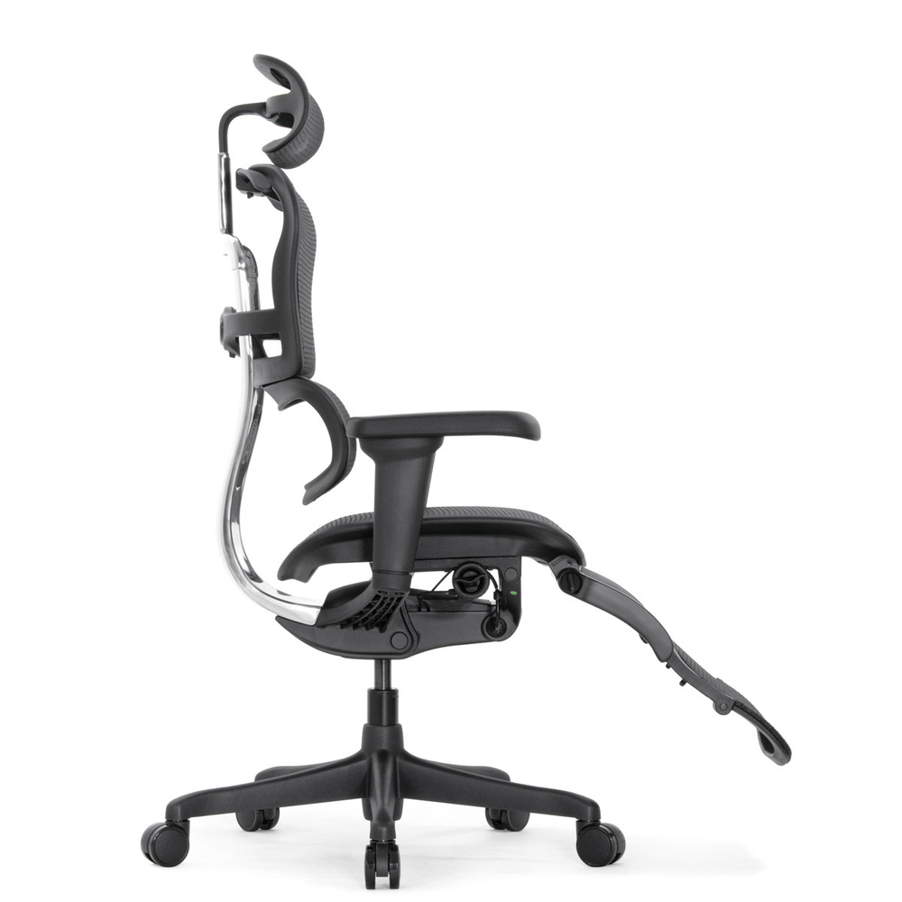 Кресло FALTO Ergohuman Ultra с подножкой ( чёрный каркас /сетка чёрный T-168-B1 Black )