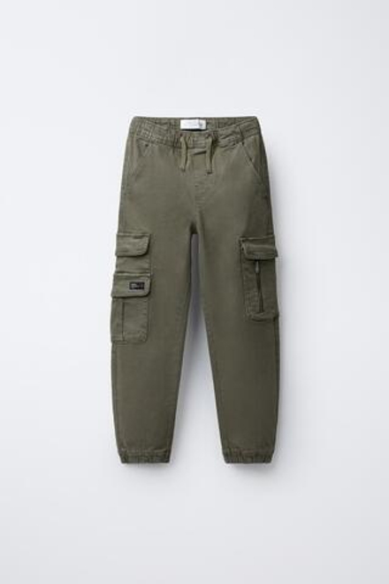 ZARA СУПЕРЭЛАСТИЧНЫЕ БРЮКИ-ДЖОГГЕРЫ, ХАКИ