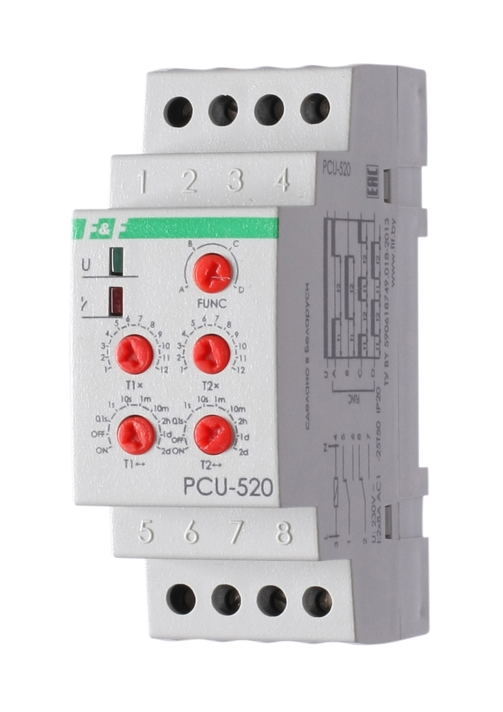 Реле времени PCU-520 2х8А 230В 2 перекл. IP20 многофункц.