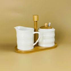 Lenardi 140-157 Набор сахарница с ложкой и молочник 300мл на подставке BAMBOO в под.уп.(х24)