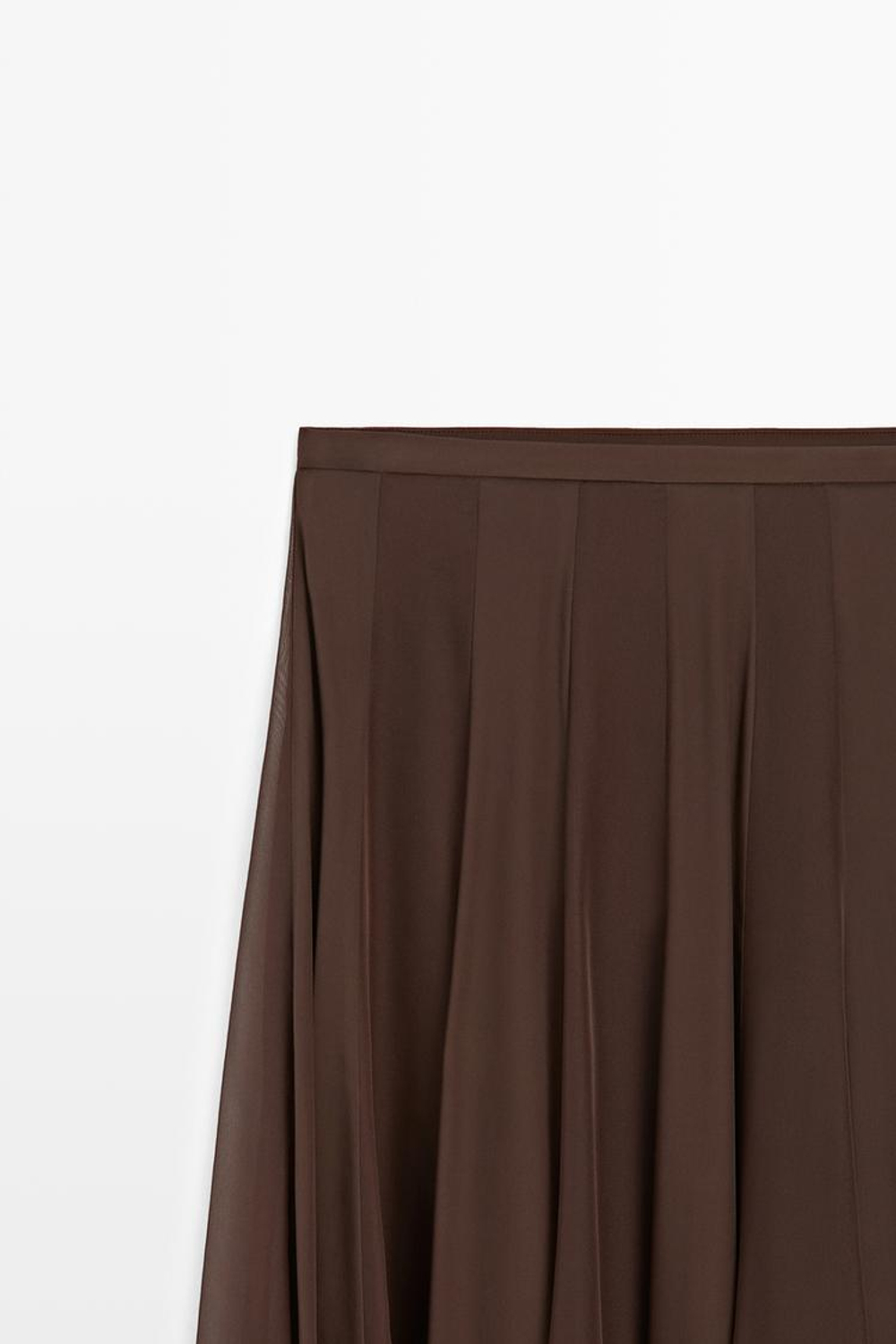 Massimo Dutti Струящаяся расклешенная юбка миди, коричневый