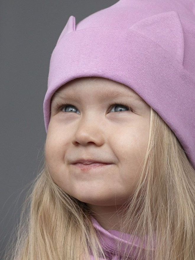 Комплект Шапка трикотажная+снуд (Лиловый) с ушками КИС*