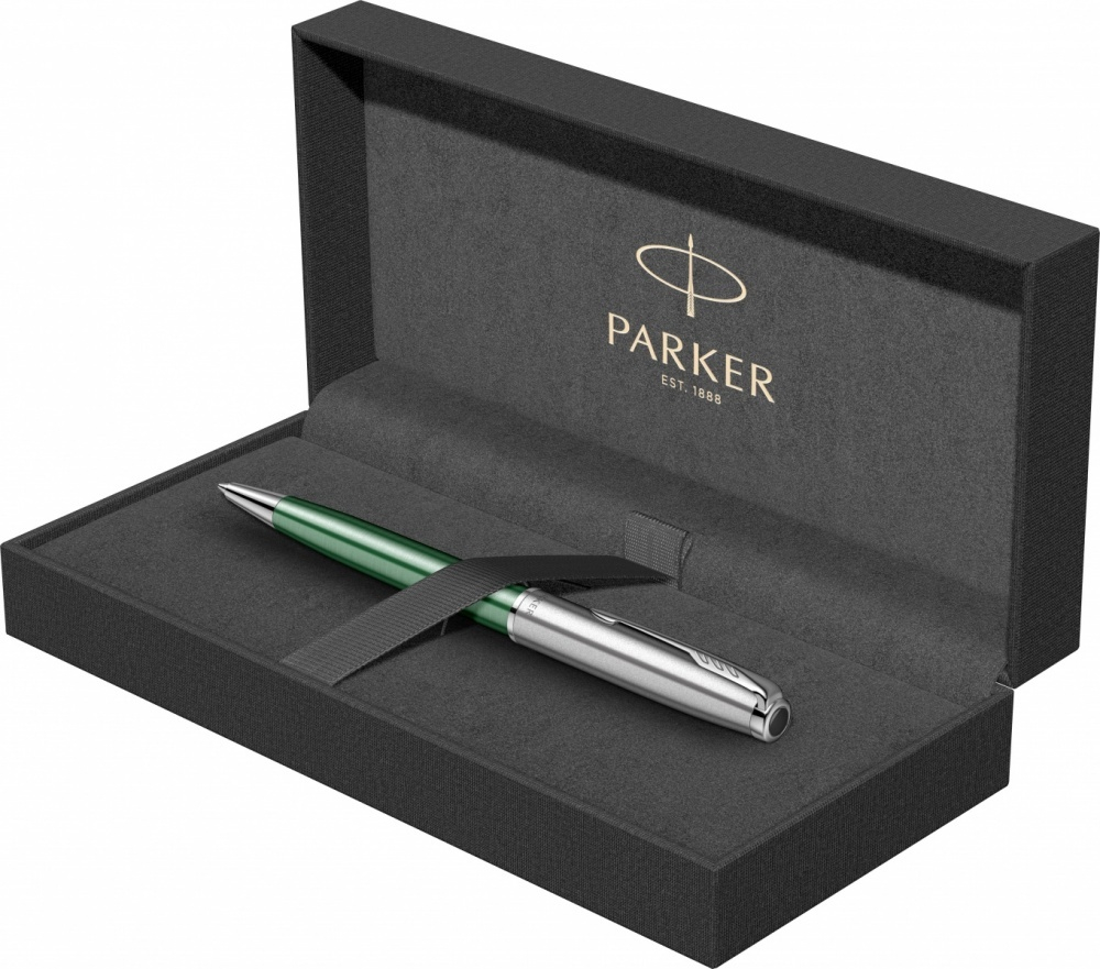 Шариковая ручка Parker Sonnet Essentials Green SB Steel CT 2169365, цвет чернил black, стержень: M, в подарочной упаковке.