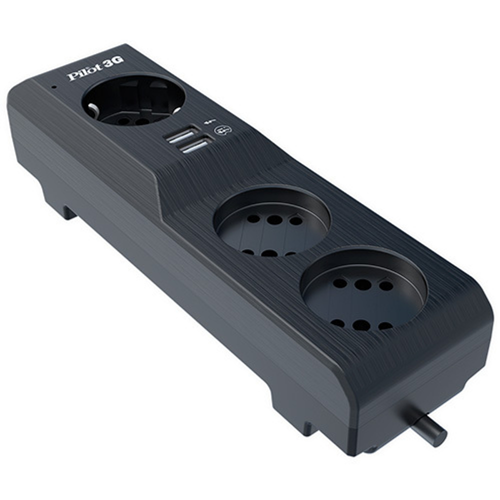 Сетевой фильтр Pilot 3G 3xGP euro outlets, 10А/2.2кВа, 2xUSB, 3m
