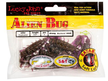 Виброхвосты съедобные искусственные LJ Pro Series ALIEN BUG 2,5in (06,35)/S13 7шт.