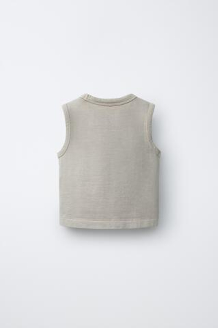 ZARA ФУТБОЛКА С ВЫШИВКОЙ, БЕЖЕВЫЙ