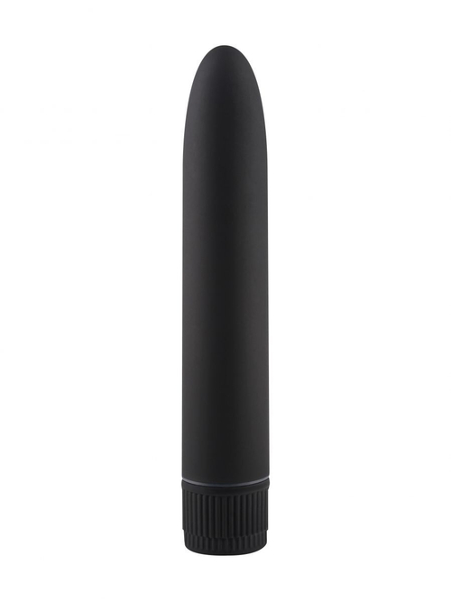 Черный матовый пластиковый вибратор - 14 см.