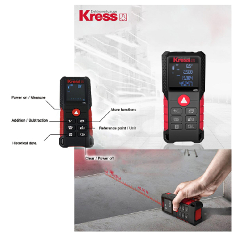 Лазерный дальномер Kress KI201, 70 м