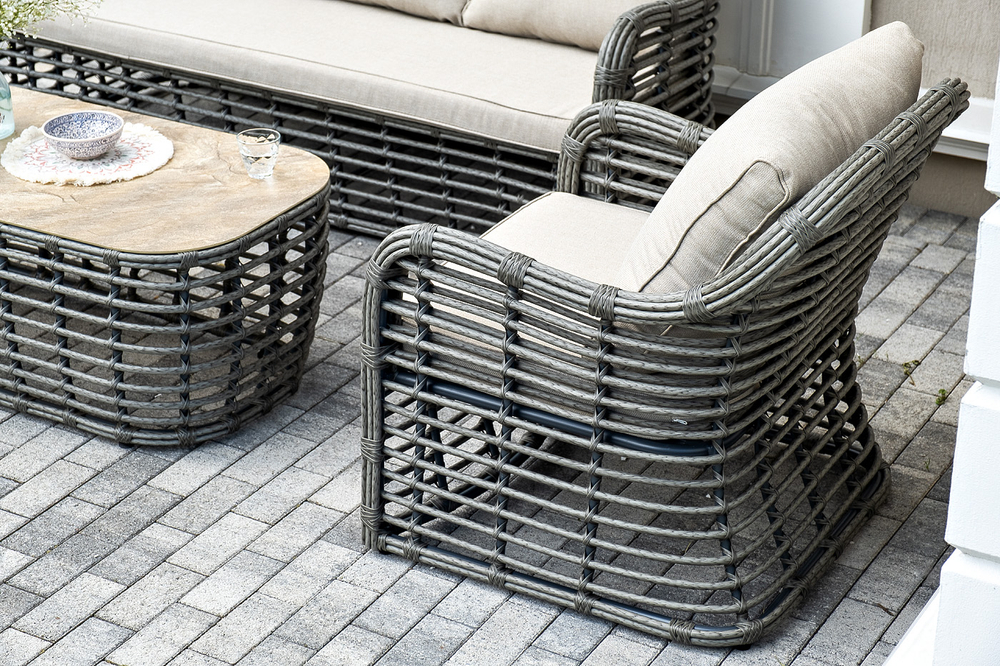 "Ницца" лаунж-зона из искусственного ротанга, цвет серый
