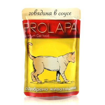 Prolapa Premium 100 г - консервы (пауч) для кошек с говядиной (соус)