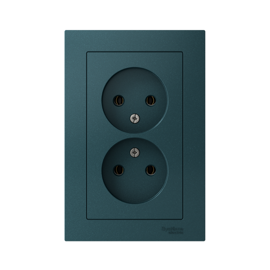 Розетка 2-м СП AtlasDesign 16А IP20 без заземл. в сборе изумруд SE ATN000820
