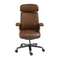 Офисное поворотное кресло 4211 из экокожи коричневого цвета
