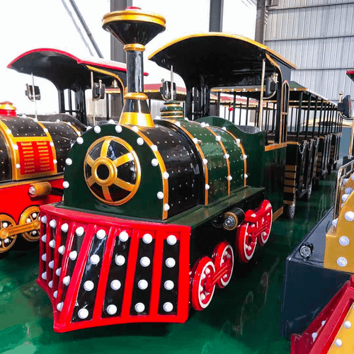 Безрельсовый паровозик «Император», 3 вагона, 13 мест — для ТРЦ, с электродвигателем