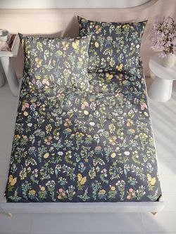 Постельное белье перкаль Сказка "Ботаника" 1,5-сп  Наволочка 50х70 см 1 шт Простынь на резинке 90x200 смПододеяльник 145x215 см