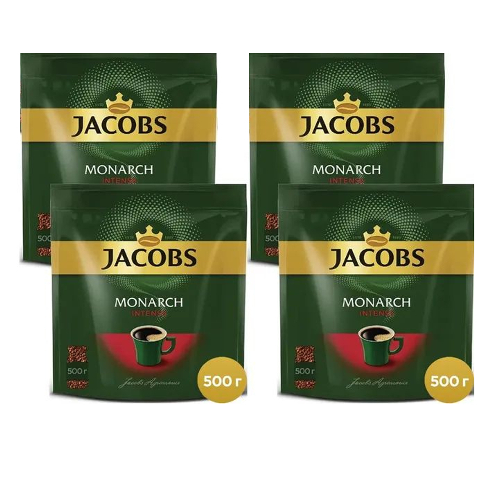 Кофе растворимый Jacobs Monarch Intense, 500 г пакет (Якобс) х 4 шт
