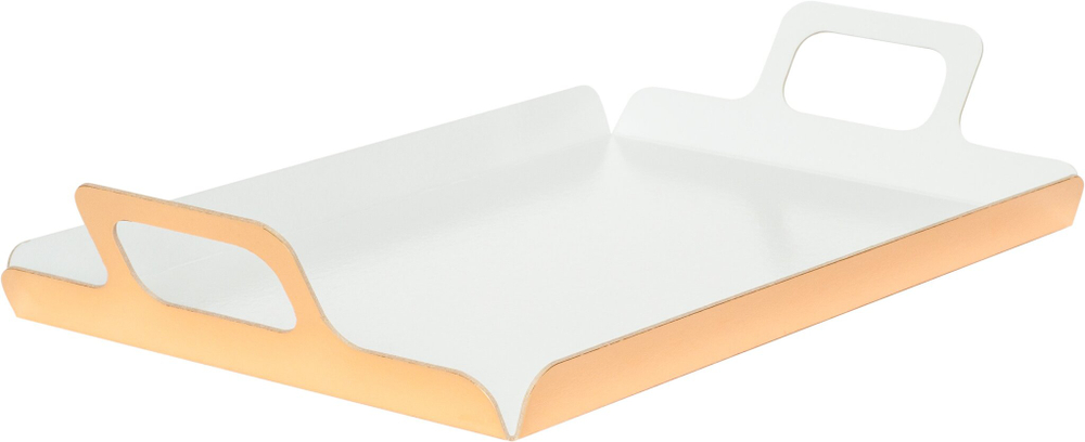 Поднос с Ручками 1.5мм (белый/золото) 29х29 см