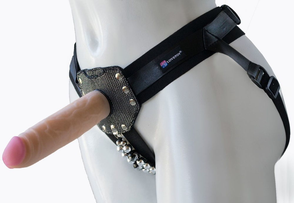 Черный пояс-трусики с насадкой "Гламур Эмма" - 15,5 см.