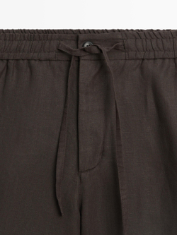 Massimo Dutti Короткие бермуды из 100% льна, коричневый