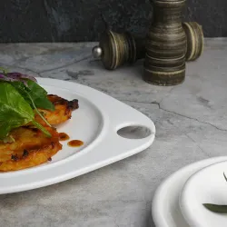 Тарелка 27,5*22,5 см овальная фуршетная с выемкой белая фарфор P.L. Proff Cuisine [6]