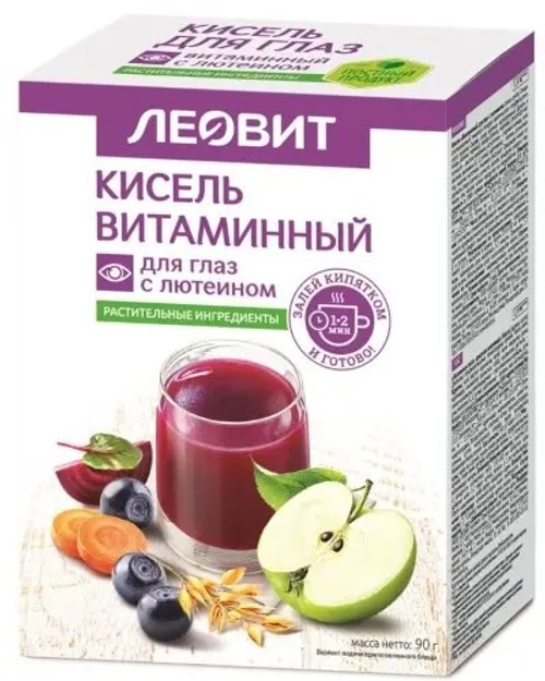 Леовит кисель диетический с лютеином для глаз, 5 пакетиков