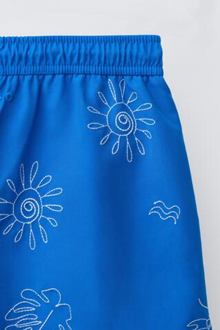 ZARA ПЛАВКИ С МОРСКОЙ ВЫШИВКОЙ, СИНИЙ