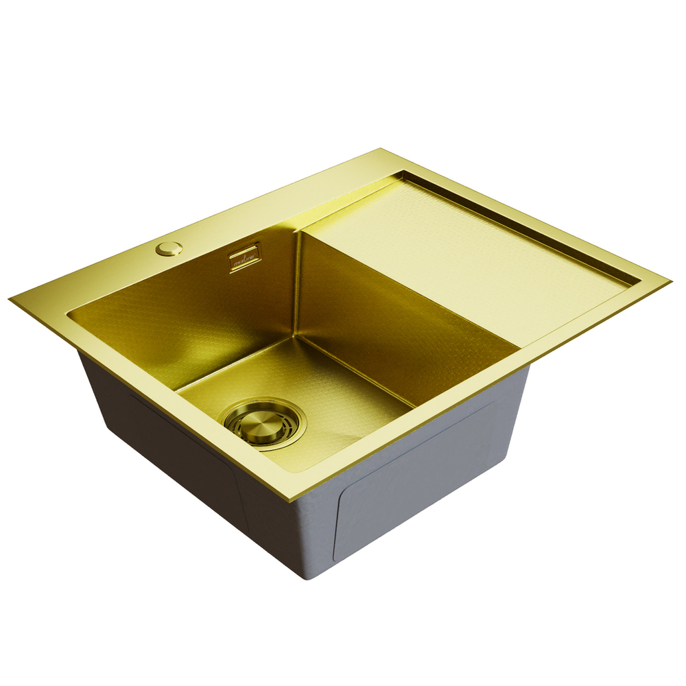 Мойка настол.монтаж 60х50 (3,0) лев. вып 3 1/2  MIXLINE ПРО С ФАСКОЙ 20см с сифоном (золото)