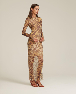 Платье длинное с леопардовым принтом