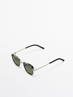 Massimo Dutti Солнцезащитные очки-авиаторы, серебряный