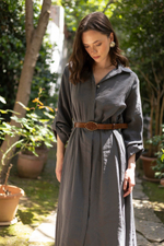 Платье -рубашка с боковыми кармана в комплекте с поясом