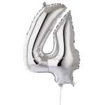 Шар фольгированный Цифра 4 41 см (Серебряный)